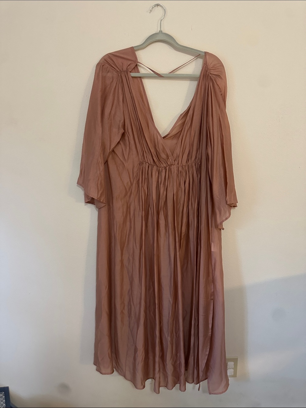 Elegant Anthropologie Rosewood Maxi Dress with Draped V-Neck